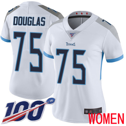 Tennessee Titans Limited White Women Jamil Douglas Road Jersey NFL Football #75 100th Season Vapor Untouchable